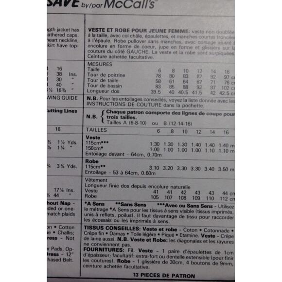 McCalls Sewing pattern2323 Women's Dress and bolero jacket Sz 12 - Picture 3 of 6